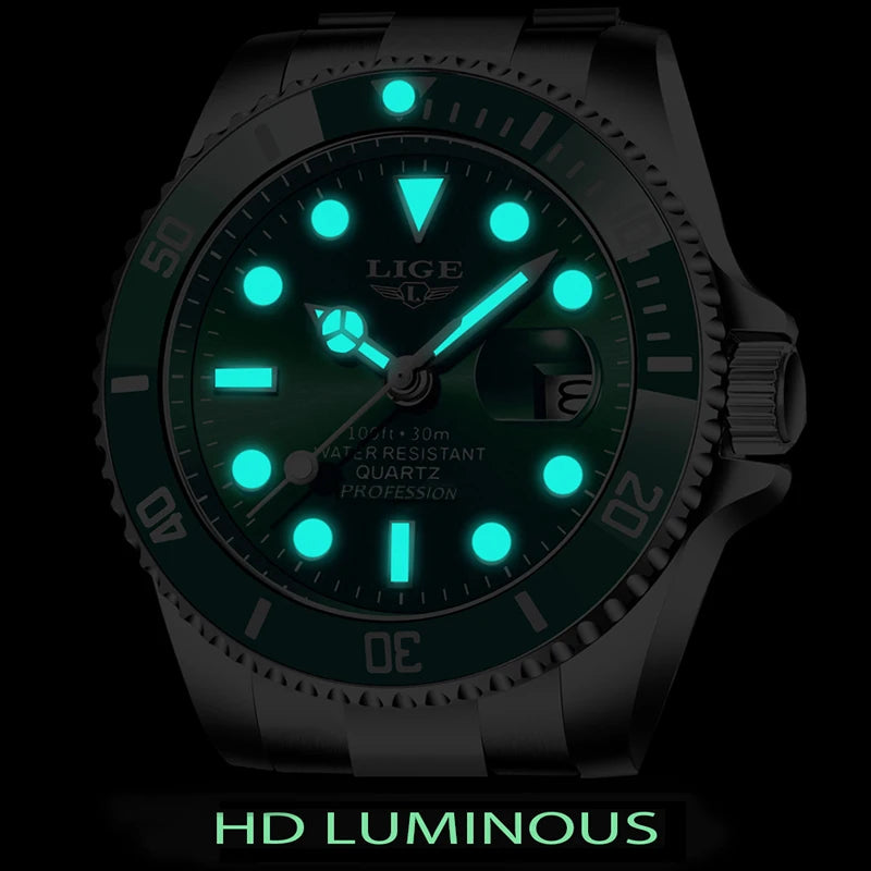 LIGE Luxury Diver Quartz Watch