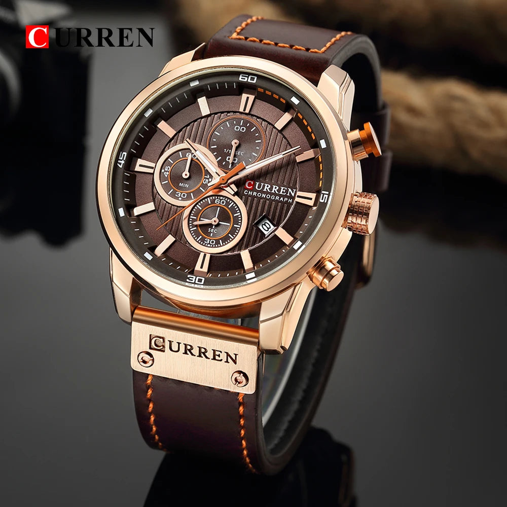 CURREN Chronograph Leather Sport Watch