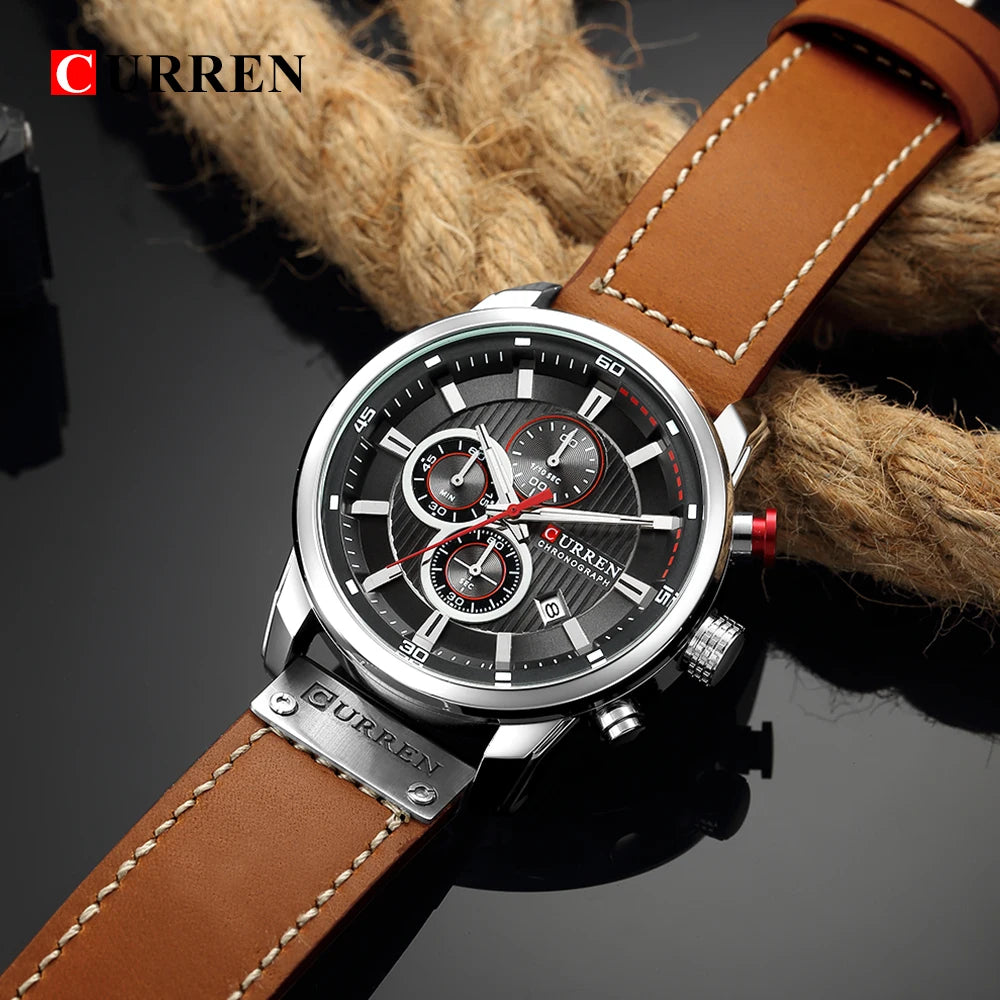 CURREN Chronograph Leather Sport Watch
