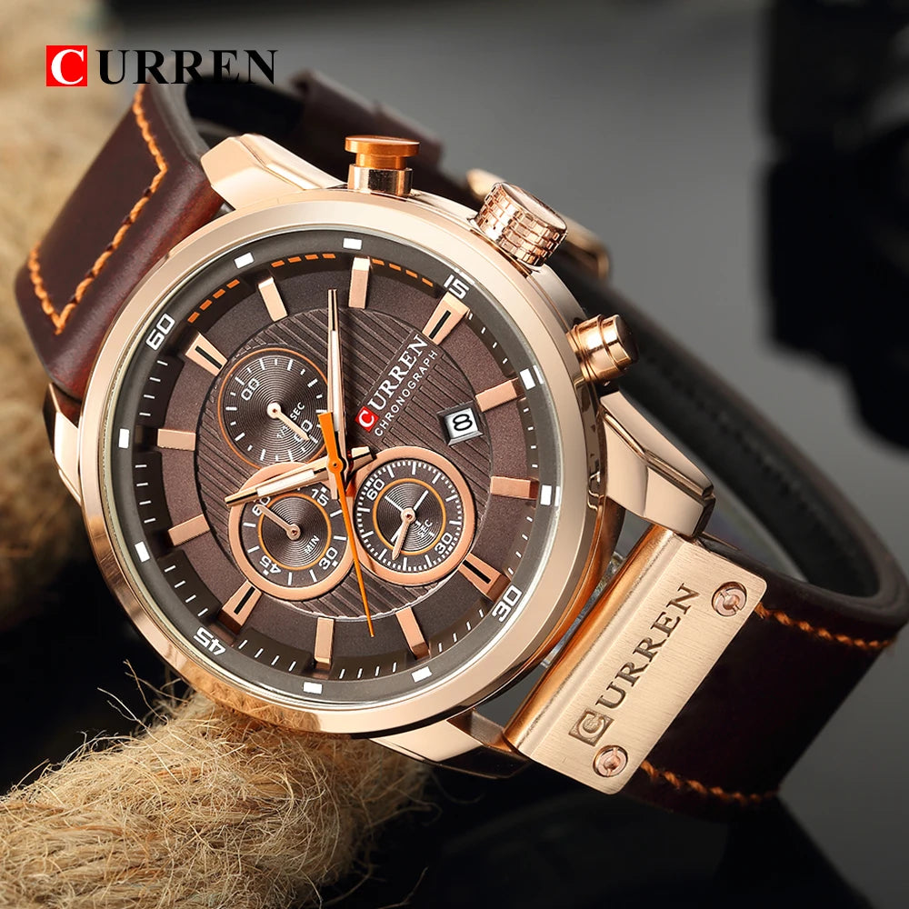 CURREN Chronograph Leather Sport Watch