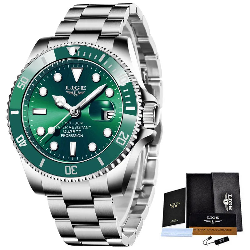 LIGE Luxury Diver Quartz Watch