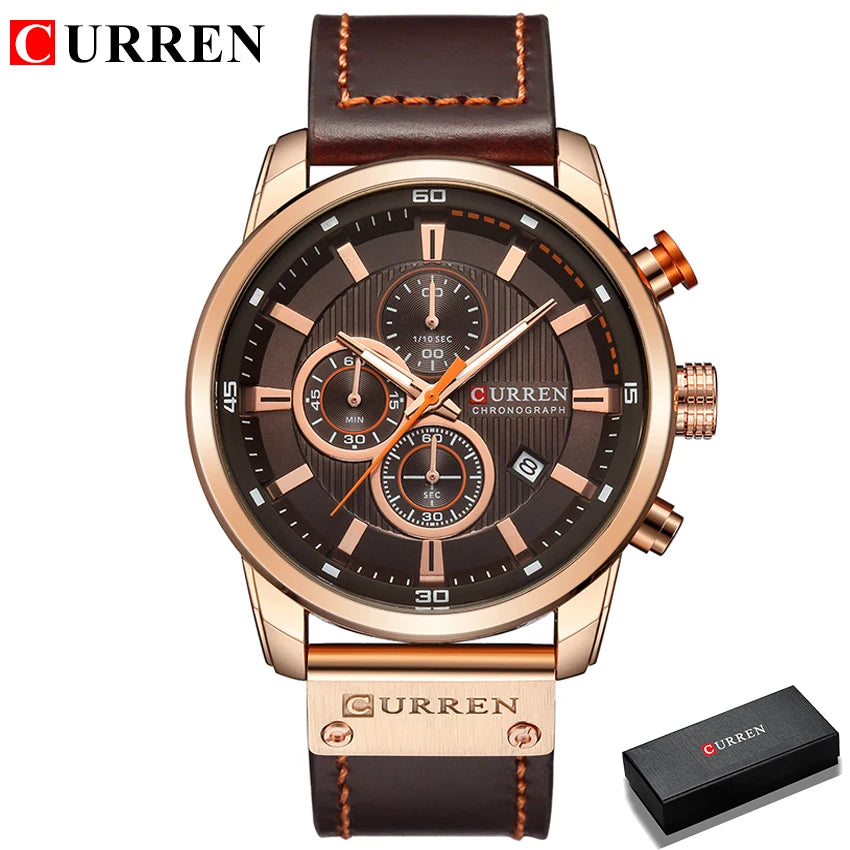 CURREN Chronograph Leather Sport Watch