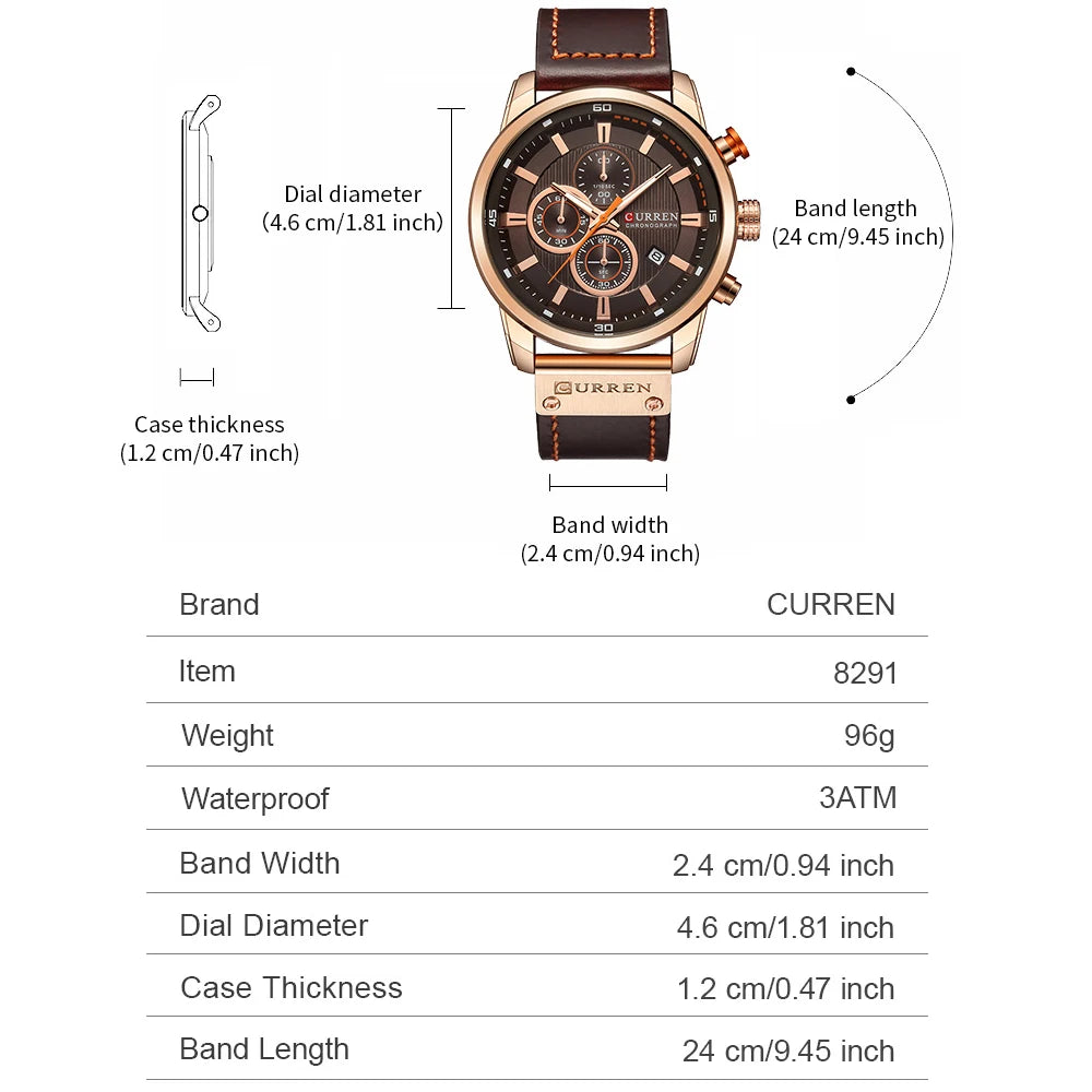 CURREN Chronograph Leather Sport Watch