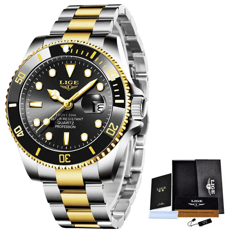 LIGE Luxury Diver Quartz Watch