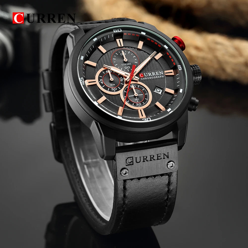 CURREN Chronograph Leather Sport Watch