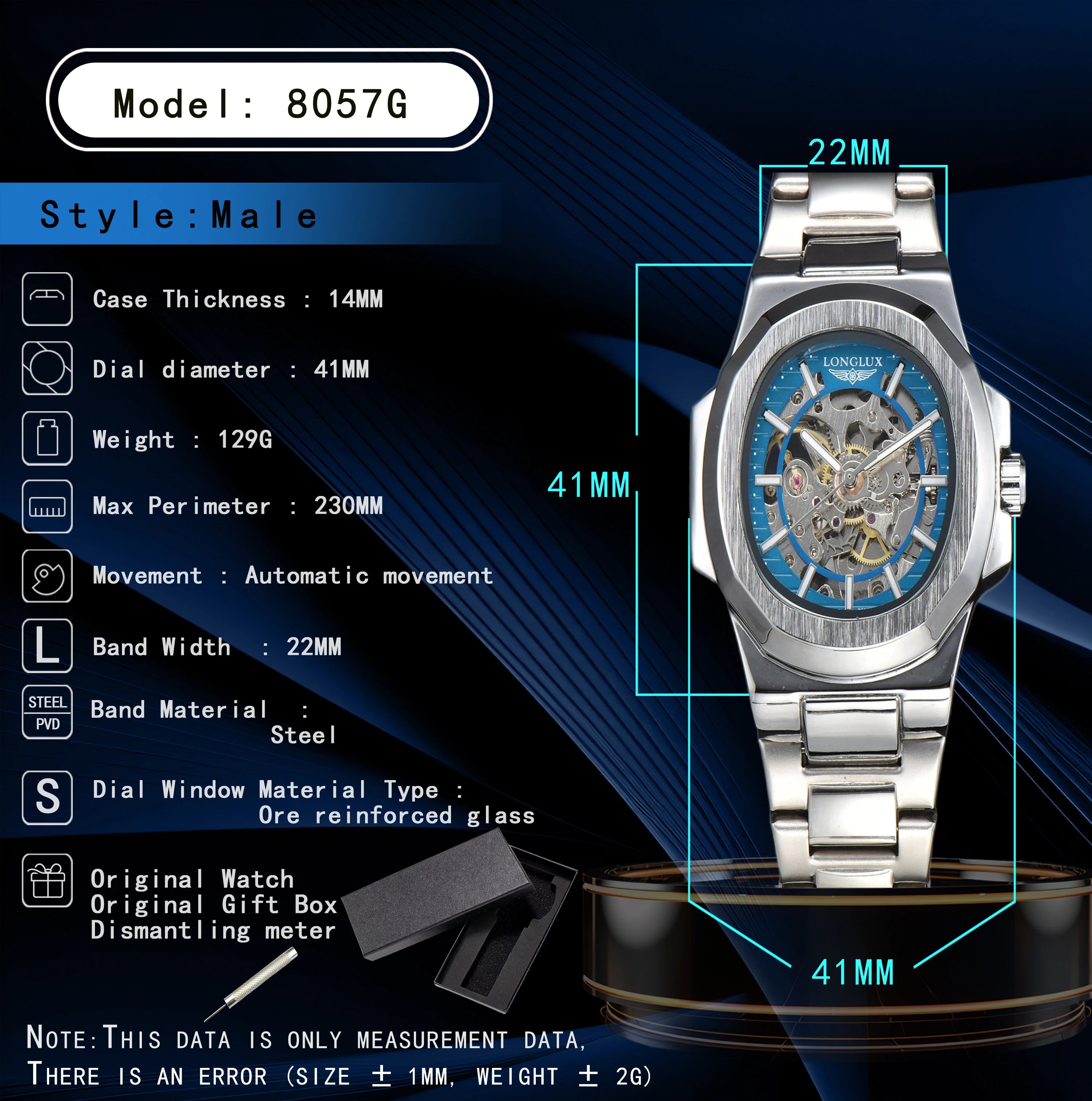 LONGLUX Irregular Skeleton Mechanical Watch