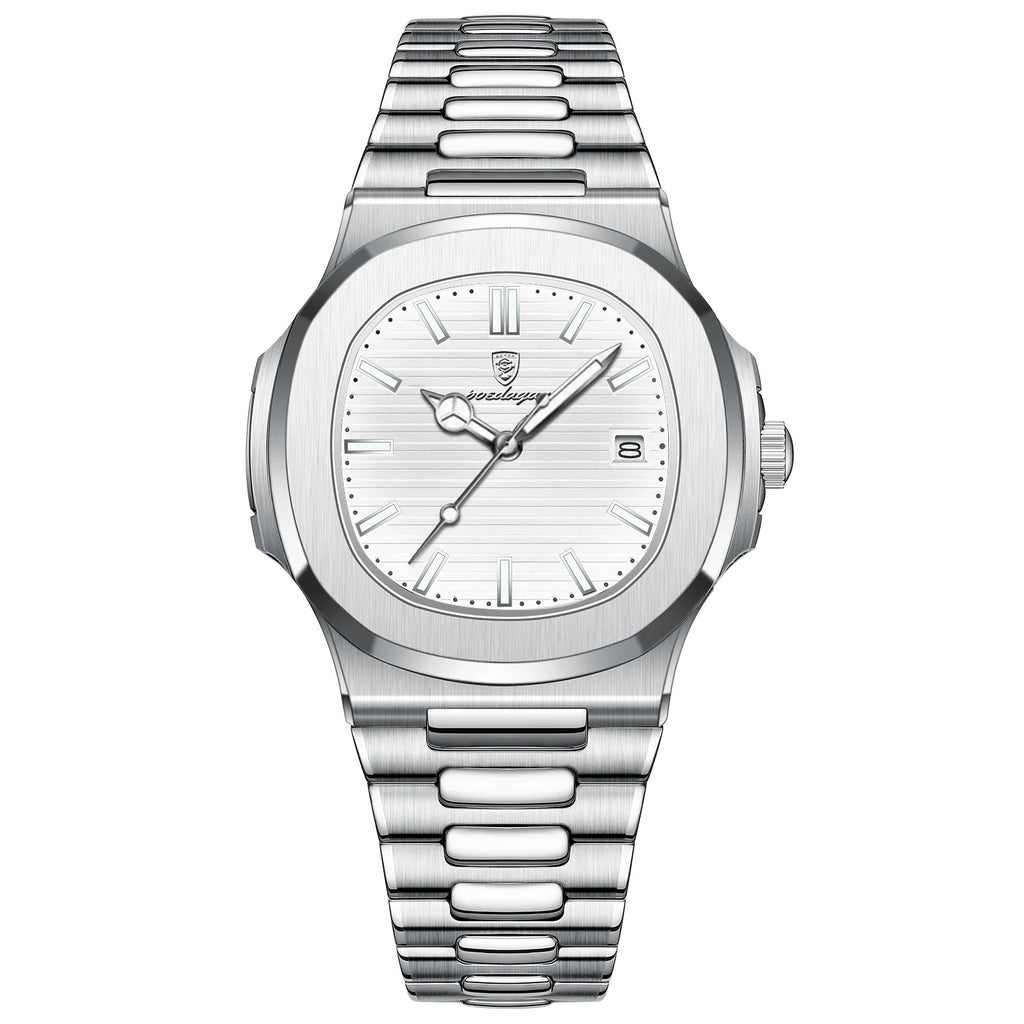 POEDAGAR Square Stainless Steel Watch