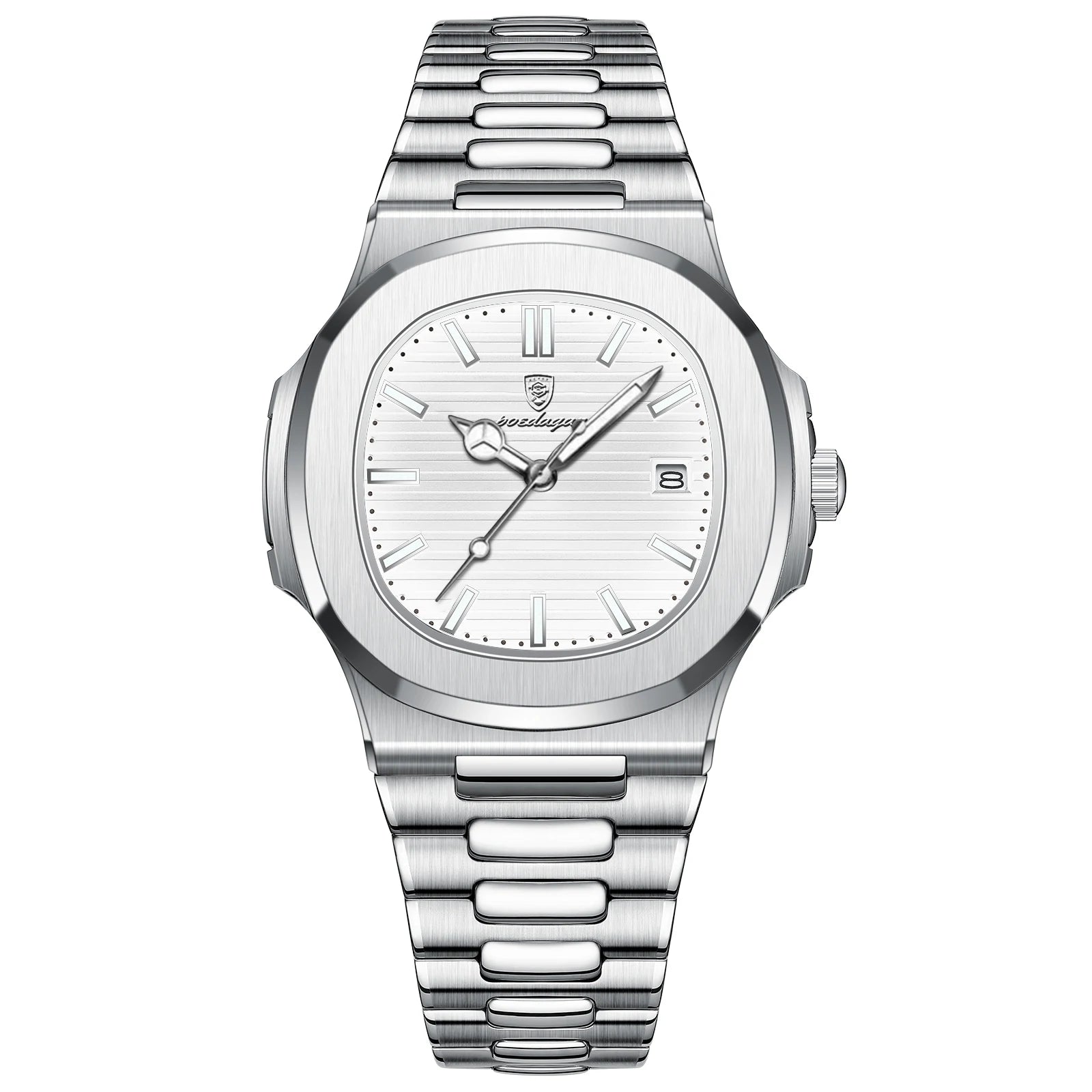 POEDAGAR Square Stainless Steel Watch
