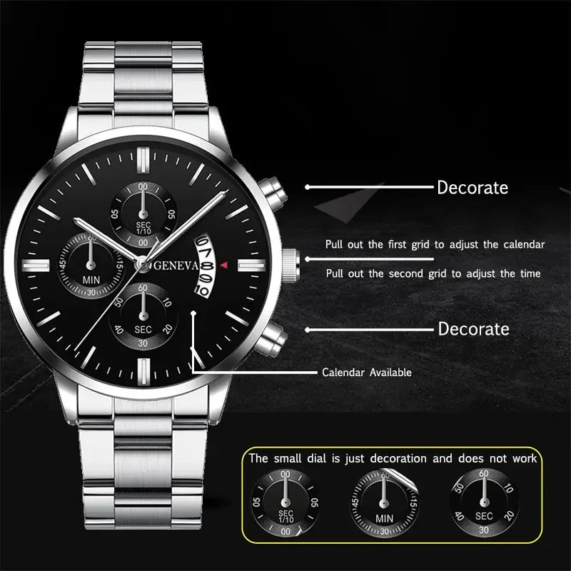 RUNERR Silver Stainless Steel Quartz Watch