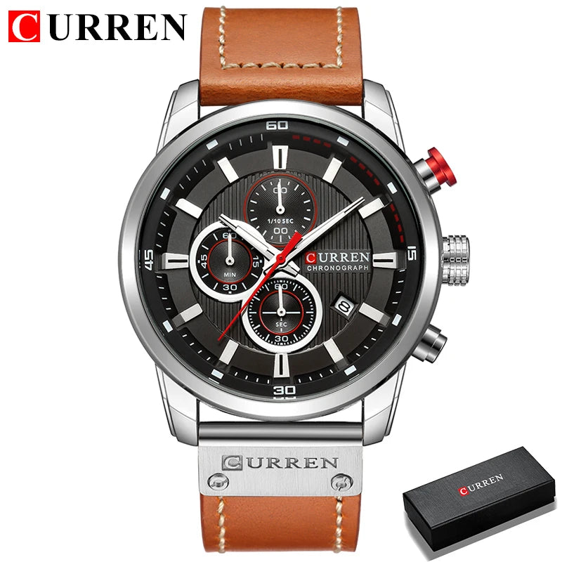 CURREN Chronograph Leather Sport Watch