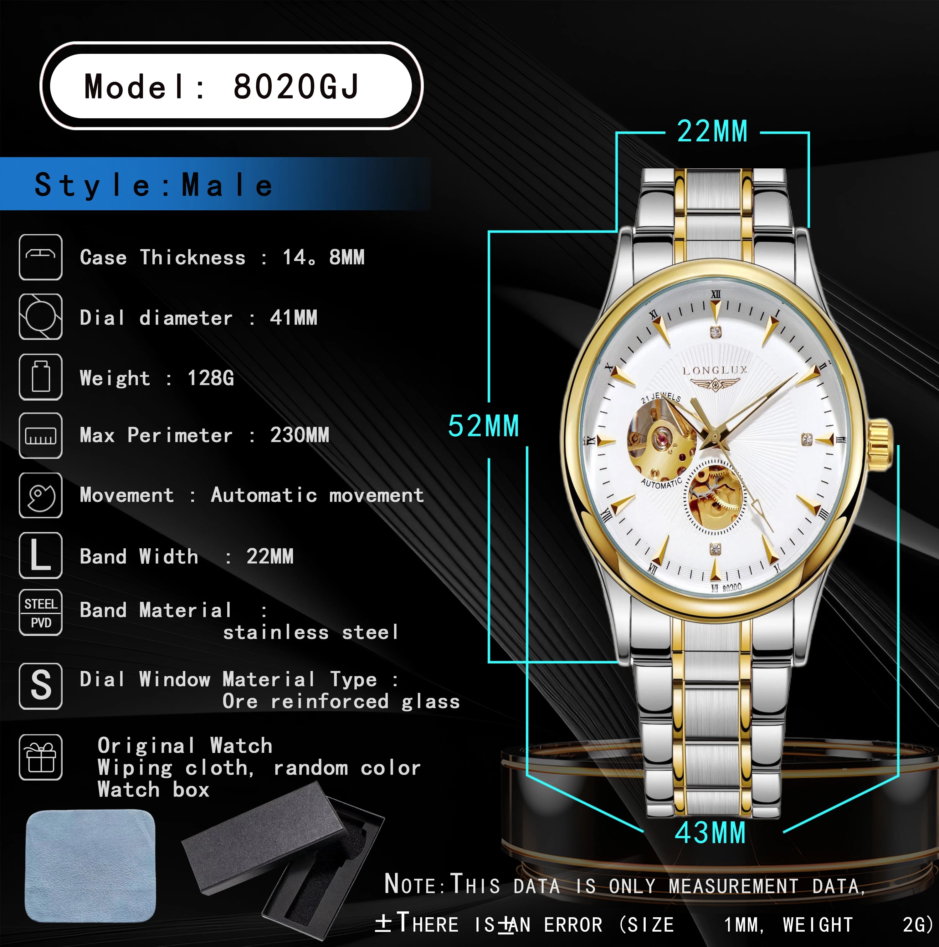 LONGLUX Automatic Skeleton Luxury Watch