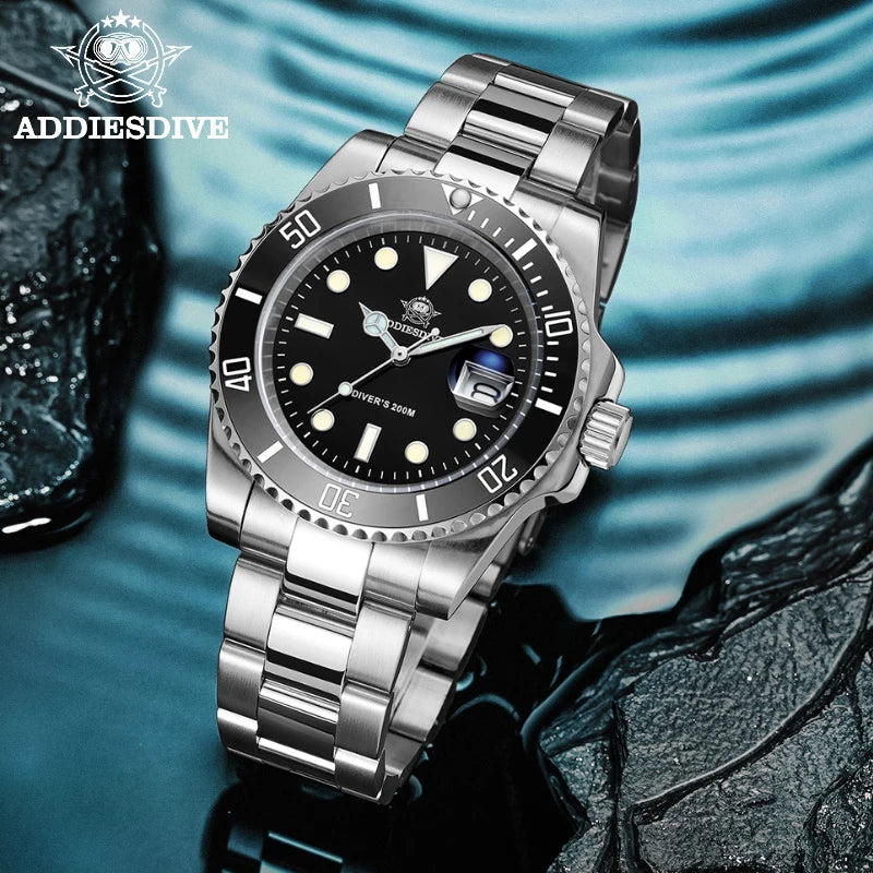 ADDIESDIVE Stainless Steel Business Diver Watch