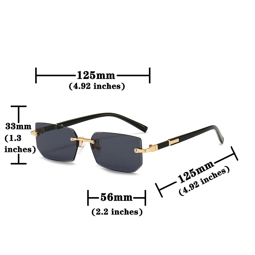 Rimless Rectangle Fashion Sunglasses