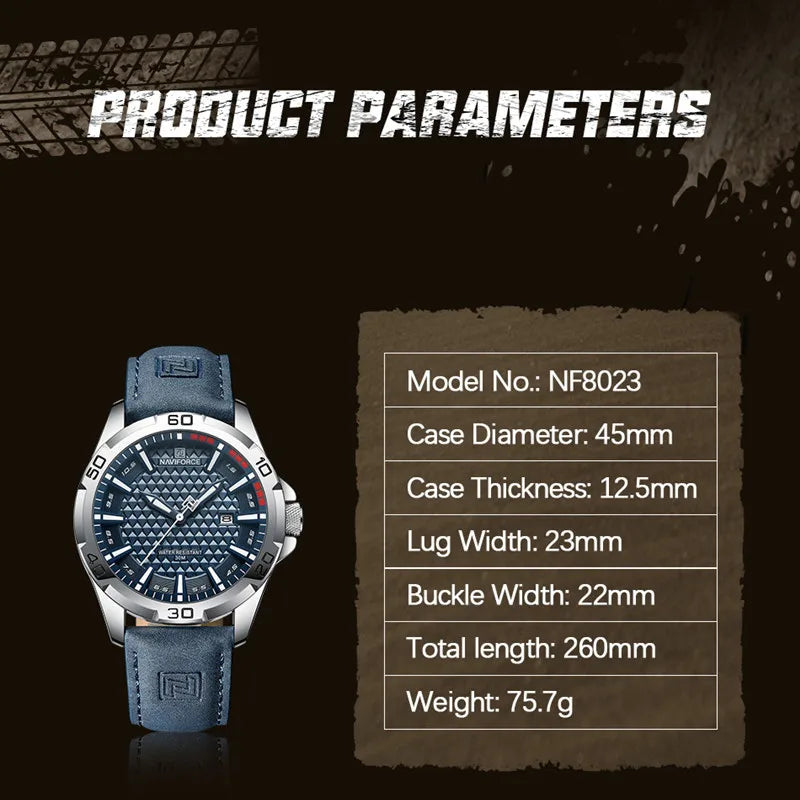 NAVIFORCE Men’s Leather Sport Watch