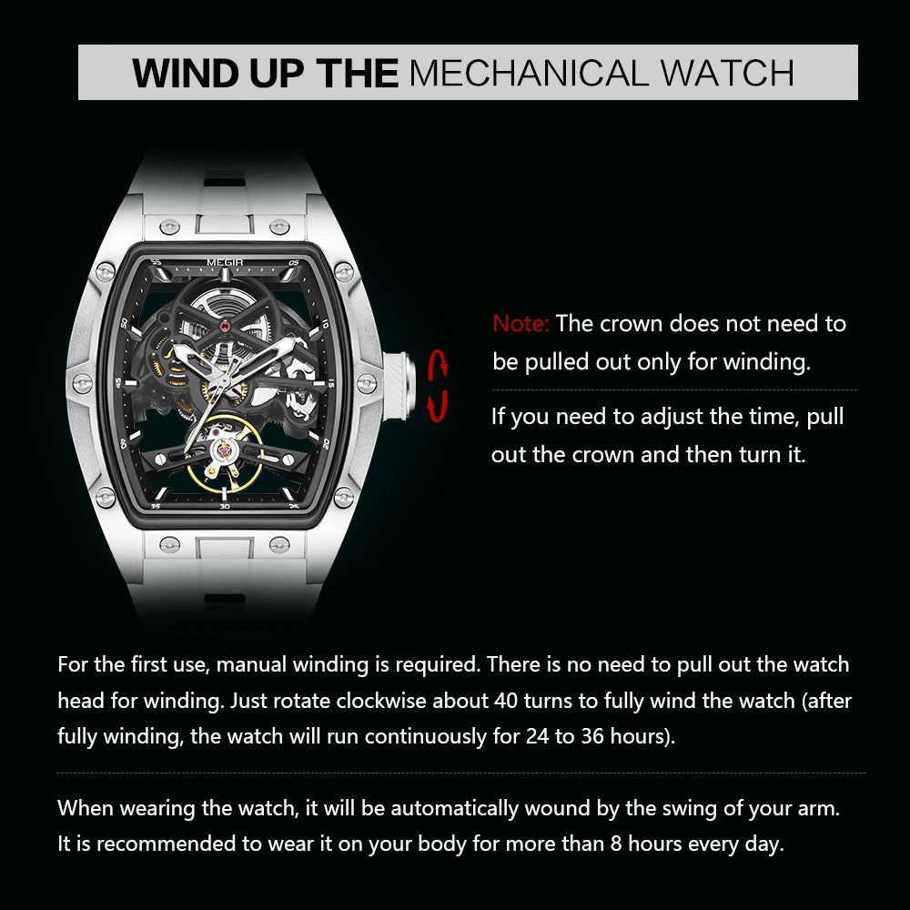 MEGIR Men’s Automatic Skeleton Sport Watch