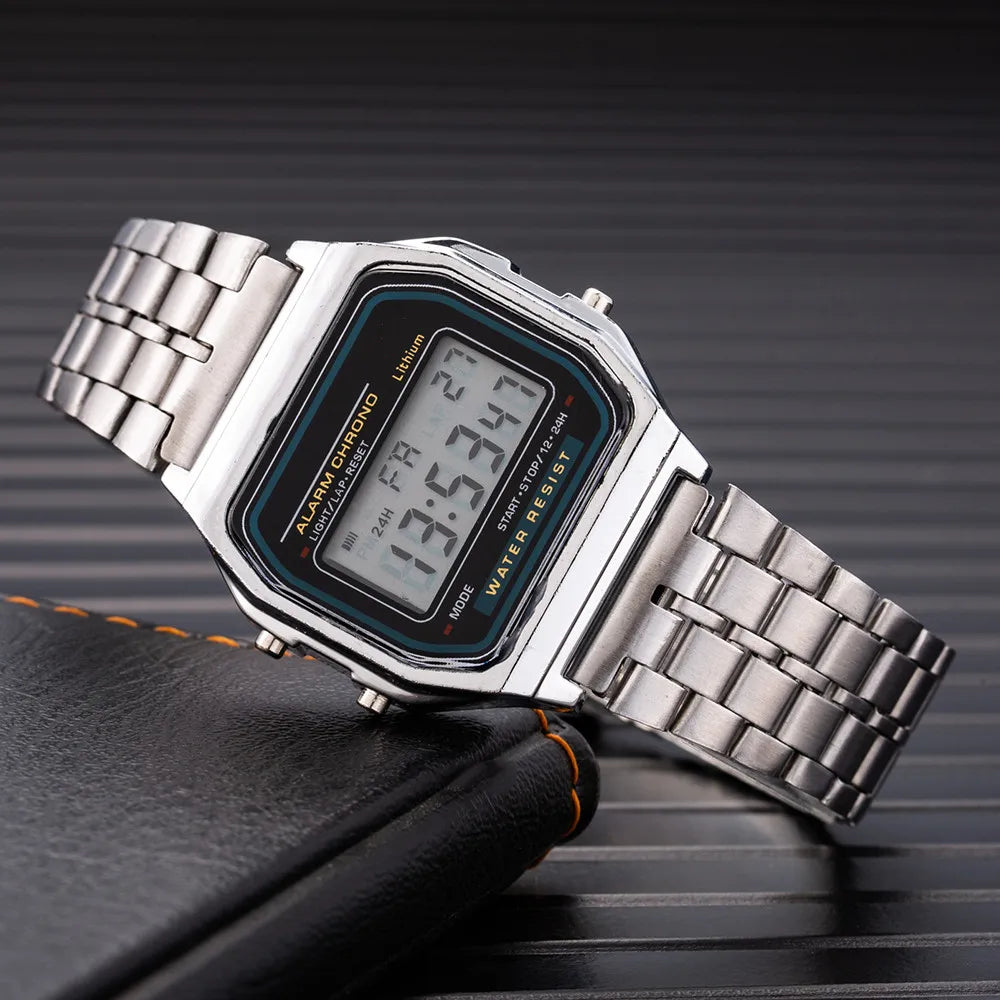 JBAILI Stainless Steel LED Digital Watch