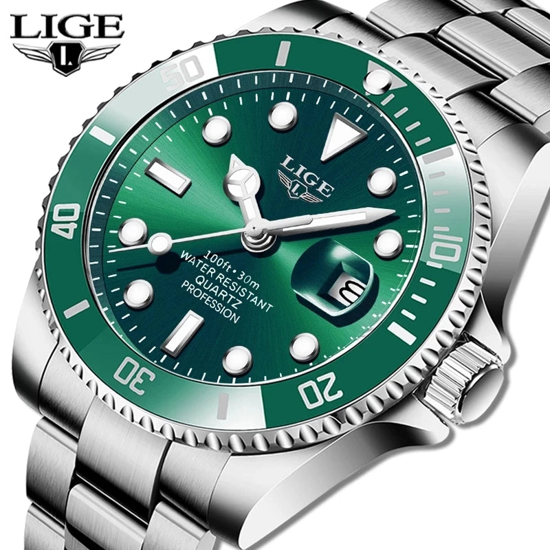 LIGE Luxury Diver Quartz Watch