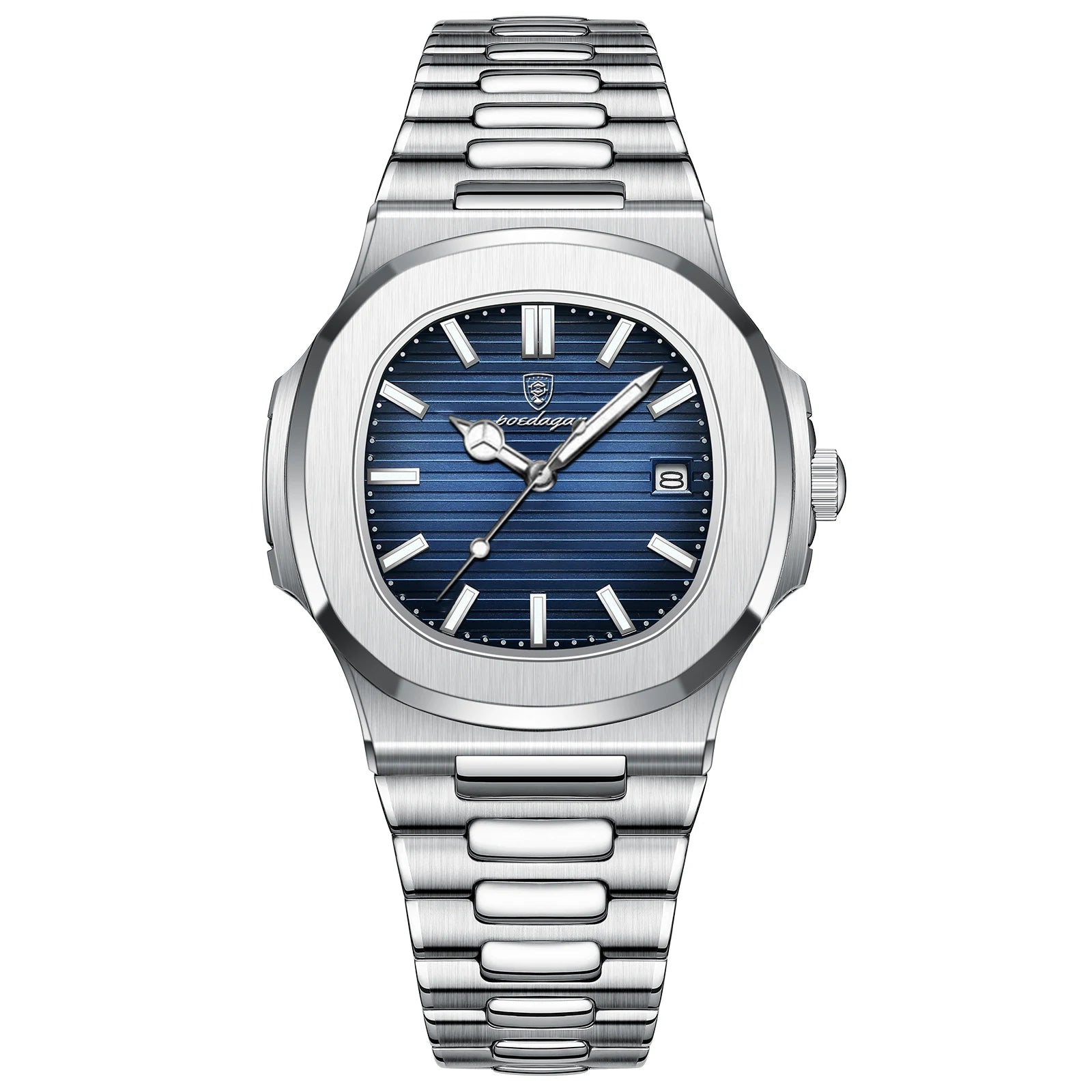 POEDAGAR Square Stainless Steel Watch