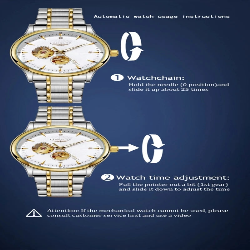 LONGLUX Automatic Skeleton Luxury Watch