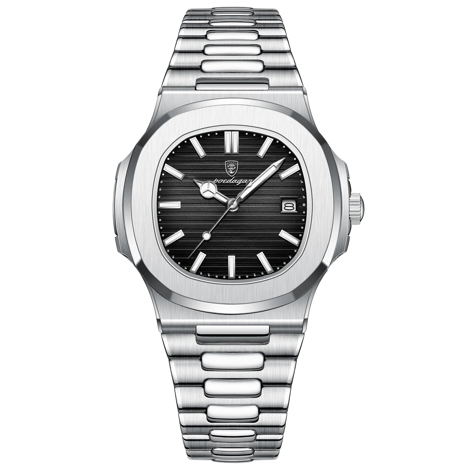 POEDAGAR Square Stainless Steel Watch