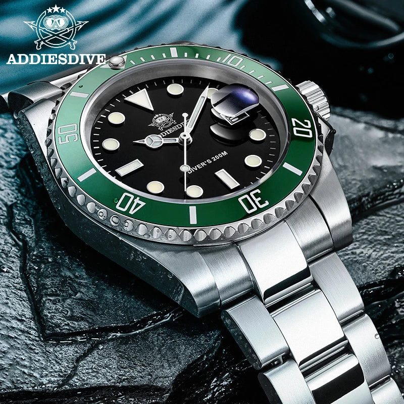 ADDIESDIVE Stainless Steel Business Diver Watch