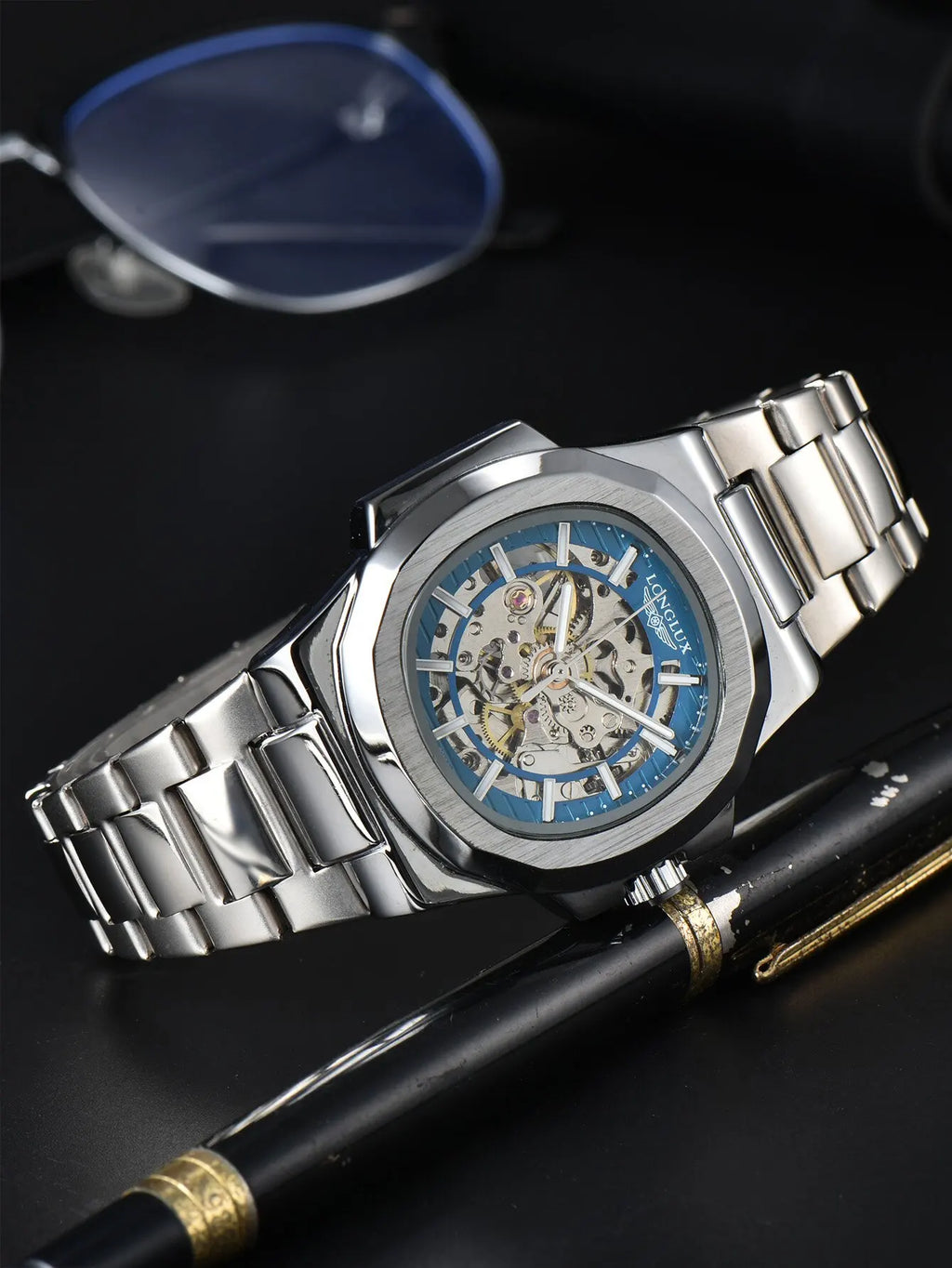 LONGLUX Irregular Skeleton Mechanical Watch